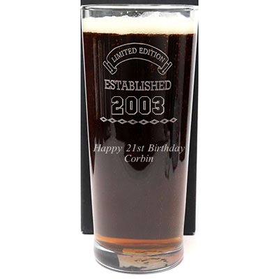 Personalised Established Birthday Pint Glass & 6 Bottles of Cider Gift Set
