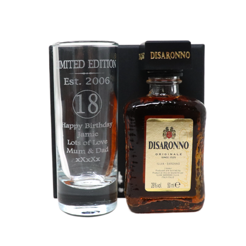 Personalised 18th Birthday Est 2006 Limited Edition Shot Glass & Miniature Alcohol Bottle