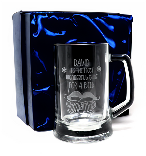 Personalised Pint Glass Tankard - Christmas Beer Design