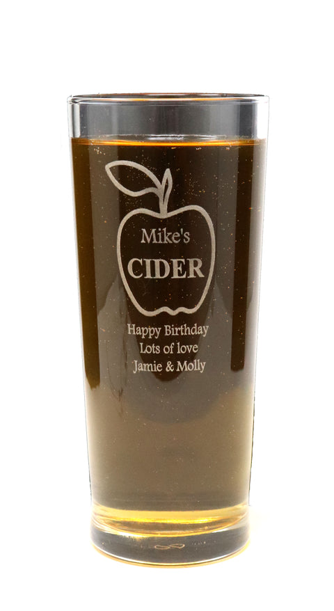 Personalised Engraved Pint Glass - Apple Cider Design