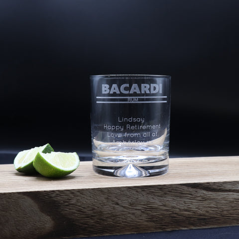 Personalised Glass Tumbler - Bacardi Banner Design