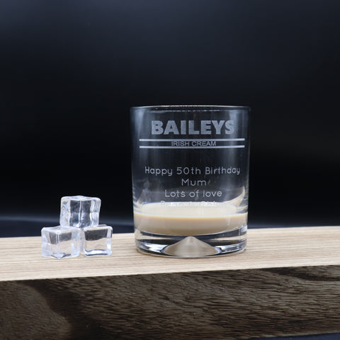 Personalised Glass Tumbler - Baileys Banner Design