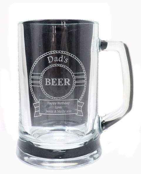 Personalised Pint Glass Tankard - Beer Design