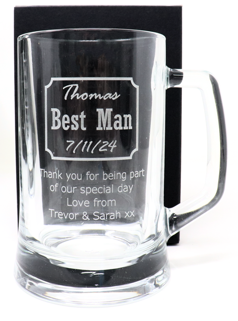 Personalised Pint Glass Tankard - Best Man/Father of the Bride Wedding Design
