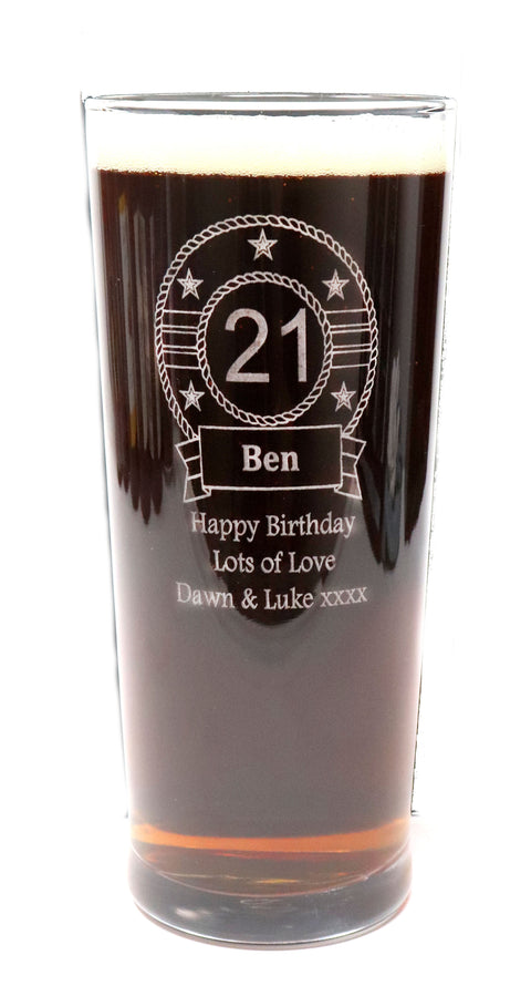 Personalised Engraved Pint Glass - Birthday Design