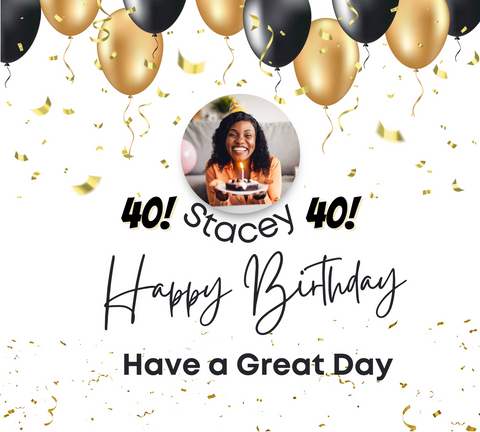 Personalised Birthday Age Highball Glass & Balloons Photo Miniature Alcohol Gift Set
