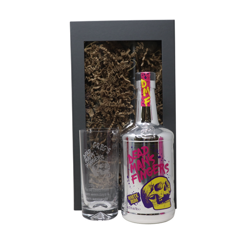 Personalised Highball Glass & 70cl Rum - Dead Man's Fingers Design