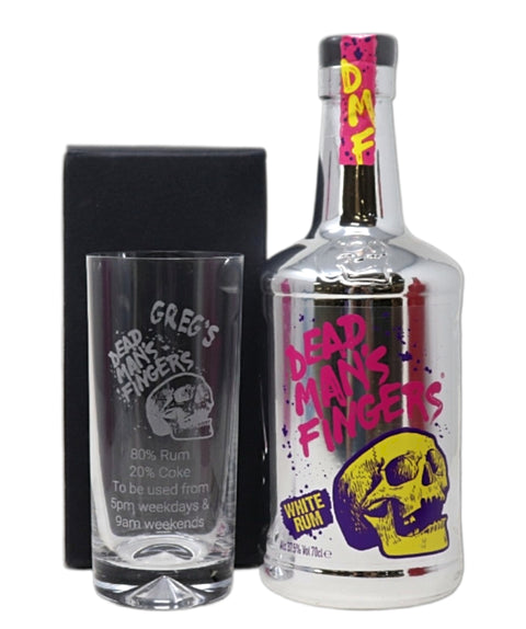 Personalised Highball Glass & 70cl Rum - Dead Man's Fingers Design