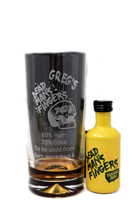 Personalised Highball Glass & Miniature - Dead Man's Fingers Design