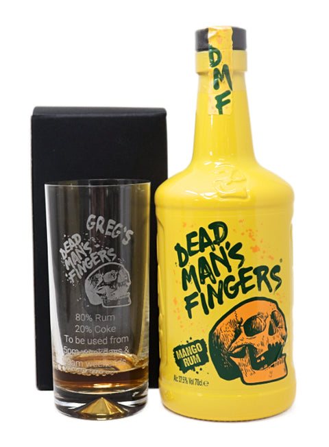 Personalised Highball Glass & 70cl Rum - Dead Man's Fingers Design