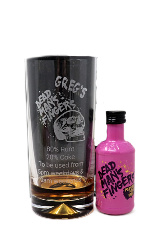 Personalised Highball Glass & Miniature - Dead Man's Fingers Design