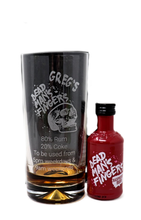 Personalised Highball Glass & Miniature - Dead Man's Fingers Design