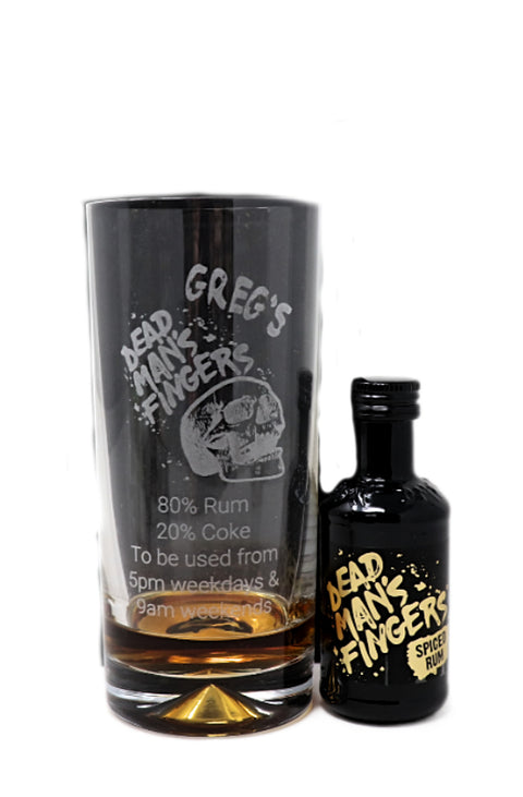 Personalised Dead Man's Fingers Rum Highball Glass & Miniature Rum Gift Set