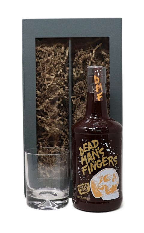 Personalised Glass Tumbler & 70cl Rum - Dead Man's Fingers Design