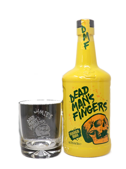 Personalised Glass Tumbler & 70cl Rum - Dead Man's Fingers Design