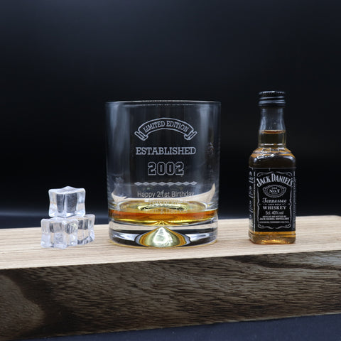 Personalised Established Birthday Glass Tumbler & Miniature Alcohol Gift Set