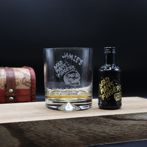 Personalised Dead Man's Fingers Rum Glass Tumbler & Miniature Rum Gift Set