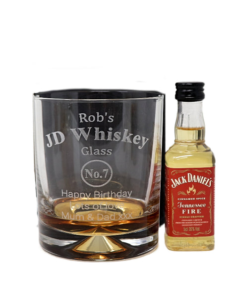 Personalised Glass Tumbler & Miniature - Jack Daniels Design