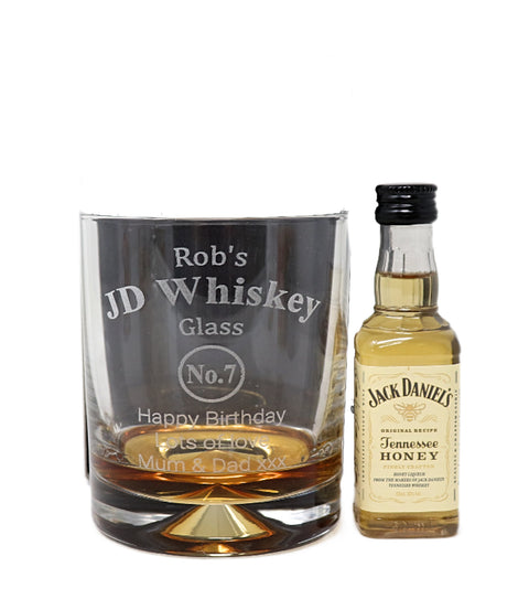 Personalised Glass Tumbler & Miniature - Jack Daniels Design