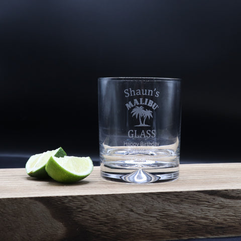 Personalised Glass Tumbler - Malibu Design