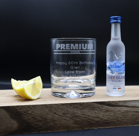 Personalised Glass Tumbler & Miniature - Premium Vodka Banner Design