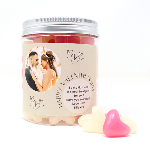 Personalised Valentine's Photo Design Jelly Bean Sweet Jar 280g