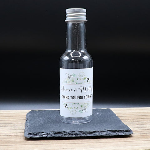 Personalised Miniature Alcohol Bottles Wedding Favours  - Thank You White Roses Design