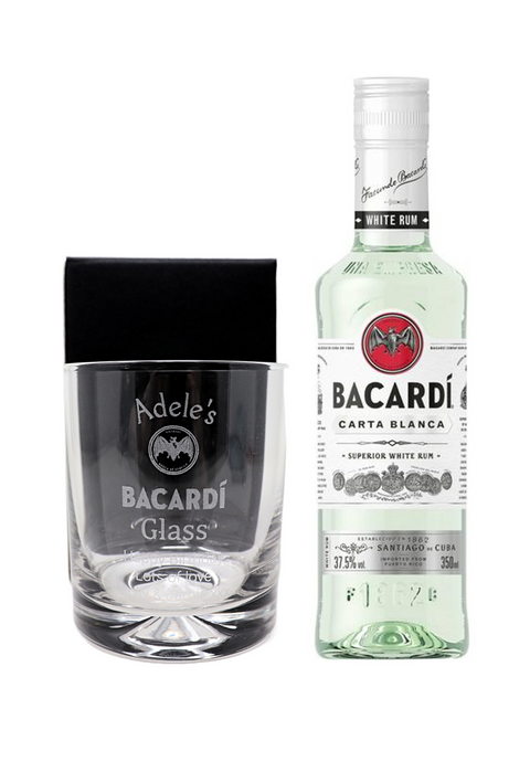 Personalised Glass Tumbler & Bacardi - Bacardi Design