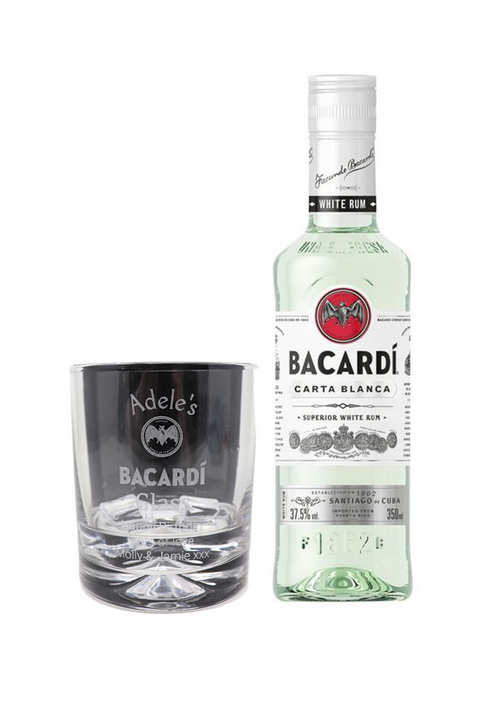 Personalised Glass Tumbler & Bacardi - Bacardi Design