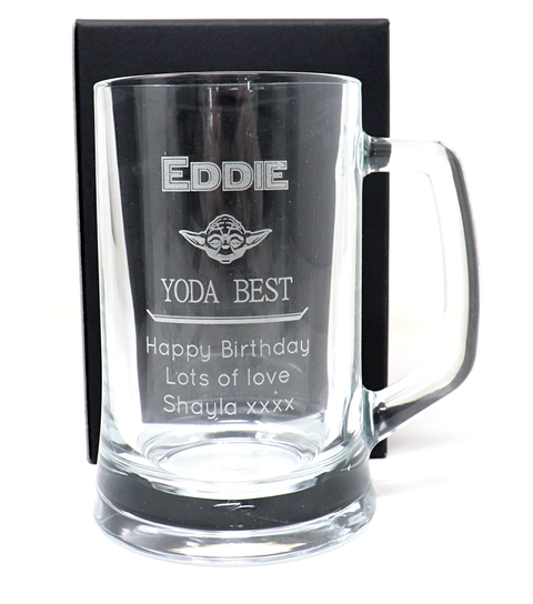 Personalised Pint Glass Tankard - Star Wars Yoda Design