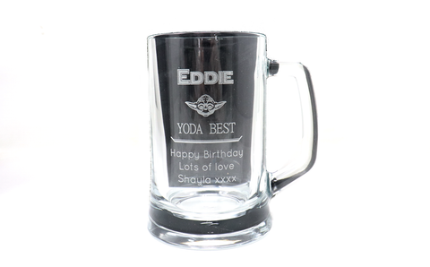 Personalised Pint Glass Tankard - Star Wars Yoda Design