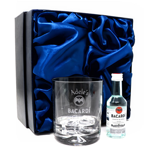 Personalised Glass Tumbler & Miniature - Bacardi Design
