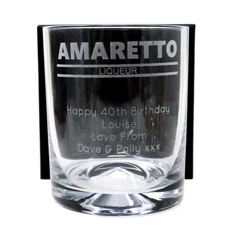 Personalised Amaretto Glass Tumbler & Photo Design Miniature Bottle of Amaretto