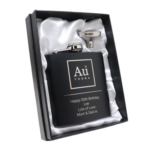 Personalised Black Hip Flask - Au Vodka Design