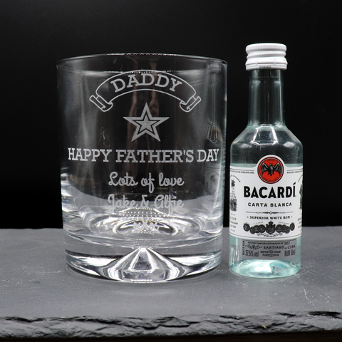Personalised Glass Tumbler & Miniature Alcohol - Fathers Day Design