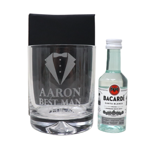 Personalised Best Man Wedding Glass Tumbler & Miniature Alcohol Gift Set
