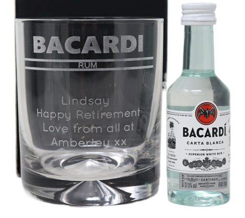 Personalised Glass Tumbler & Miniature - Bacardi Banner Design