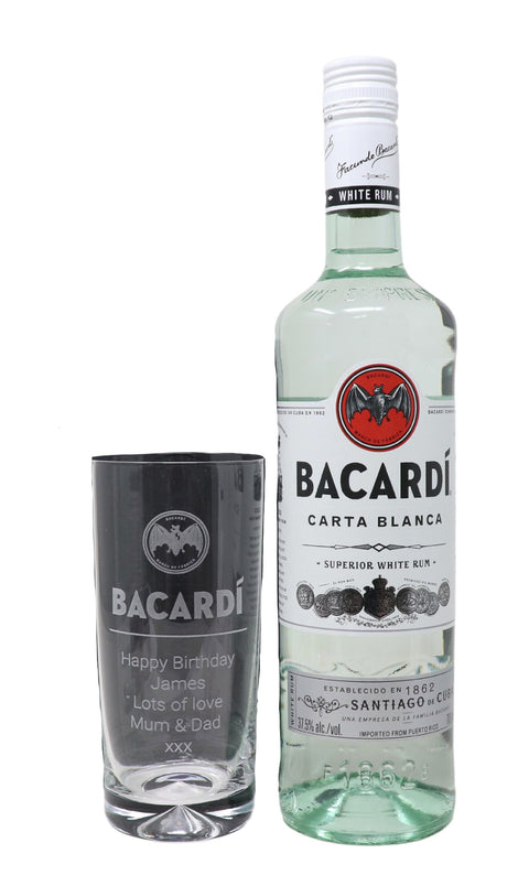 Personalised Highball Glass & Bacardi - Label Design