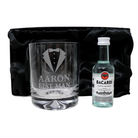 Personalised Best Man Wedding Glass Tumbler & Miniature Alcohol Gift Set