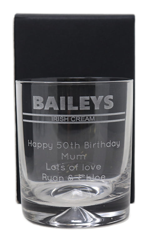 Personalised Glass Tumbler & Miniature - Baileys Banner Design