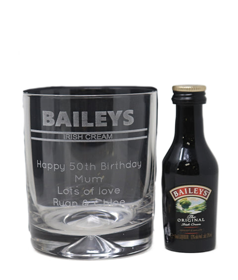 Personalised Glass Tumbler & Miniature - Baileys Banner Design