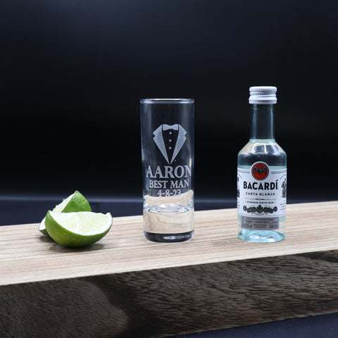 Personalised Best Man Wedding Shot Glass & Miniature Alcohol Gift Set