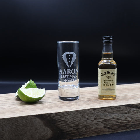 Personalised Best Man Wedding Shot Glass & Miniature Alcohol Gift Set