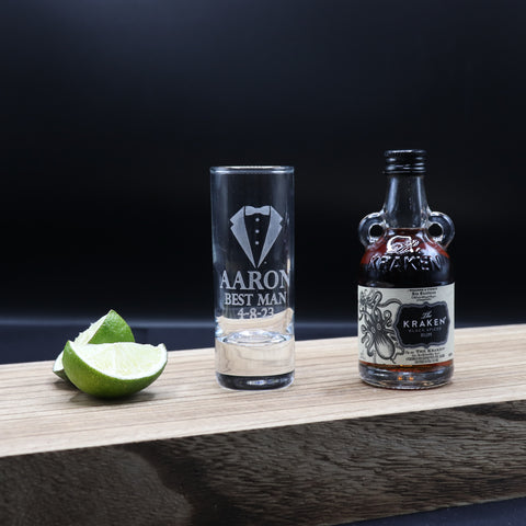 Personalised Best Man Wedding Shot Glass & Miniature Alcohol Gift Set