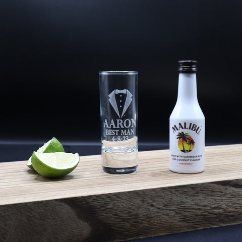 Personalised Best Man Wedding Shot Glass & Miniature Alcohol Gift Set