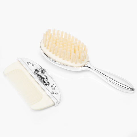 Silver Plated Christening Brush & Comb in Personalised Gift Box