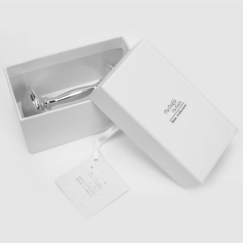 Silver Plated Christening Rattle in Personalised Gift Box