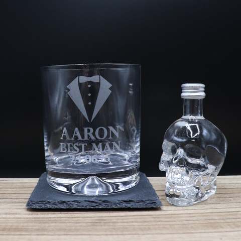 Personalised Best Man Wedding Glass Tumbler & Miniature Alcohol Gift Set
