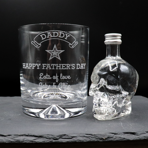 Personalised Glass Tumbler & Miniature Alcohol - Fathers Day Design