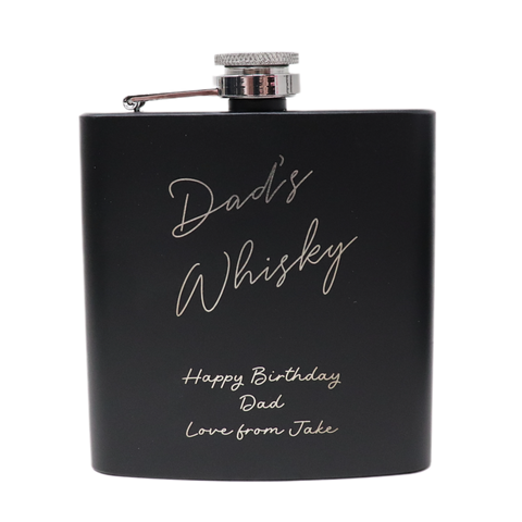 Personalised Black Hip Flask - Alcohol Design